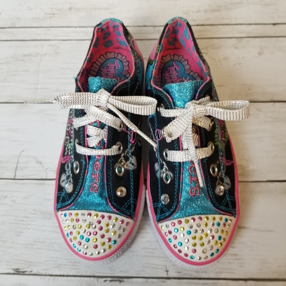 Skechers Twinkle Toes Light Up Heart Jeweled Canvas Sneakers - Picture 2 of 13